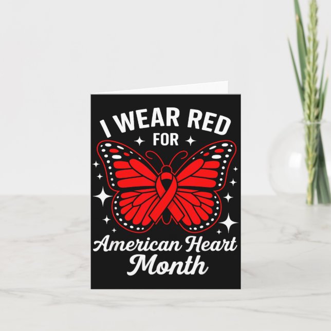 American Heart Disease Awareness Month Ribbon Red  Card (Front)