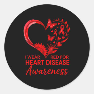 American Heart Disease Awareness Month Ribbon Red  Classic Round Sticker