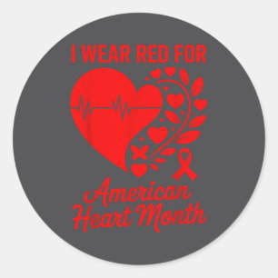 American Heart Disease Awareness Month Ribbon Red  Classic Round Sticker