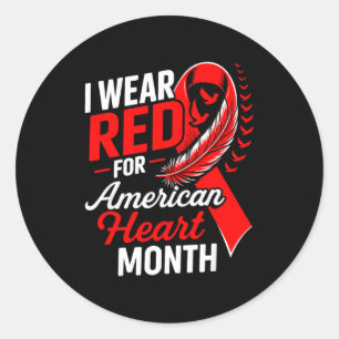 American Heart Disease Awareness Month Ribbon Red  Classic Round Sticker