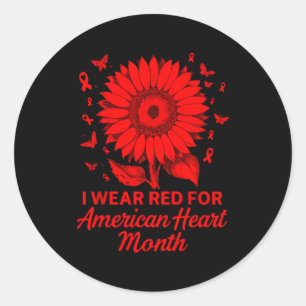American Heart Disease Awareness Month Ribbon Red  Classic Round Sticker