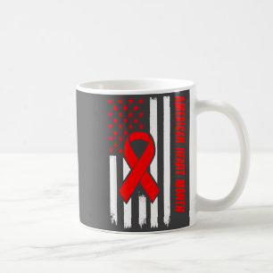 American Heart Disease Awareness Month Ribbon Red  Coffee Mug