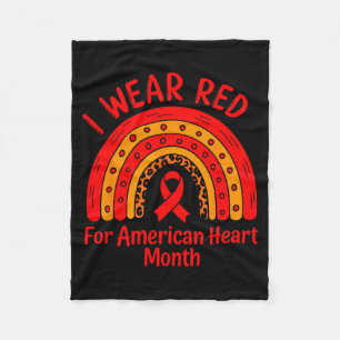 American Heart Disease Awareness Month Ribbon Red  Fleece Blanket
