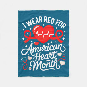 American Heart Disease Awareness Month Ribbon Red Fleece Blanket