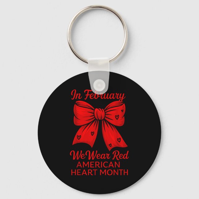 American Heart Disease Awareness Month Ribbon Red  Key Ring (Front)