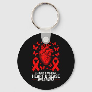 American Heart Disease Awareness Month Ribbon Red  Key Ring