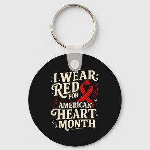 American Heart Disease Awareness Month Ribbon Red  Key Ring