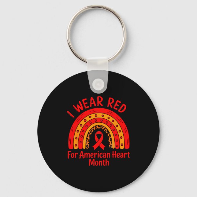 American Heart Disease Awareness Month Ribbon Red  Key Ring (Front)