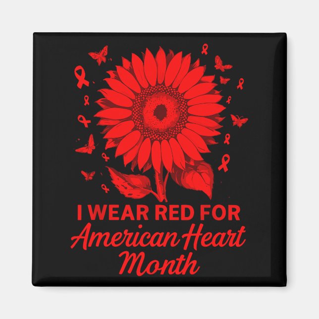 American Heart Disease Awareness Month Ribbon Red  Magnet (Front)