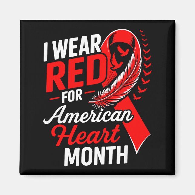 American Heart Disease Awareness Month Ribbon Red  Magnet (Front)
