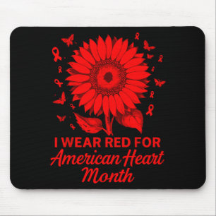 American Heart Disease Awareness Month Ribbon Red  Mouse Pad