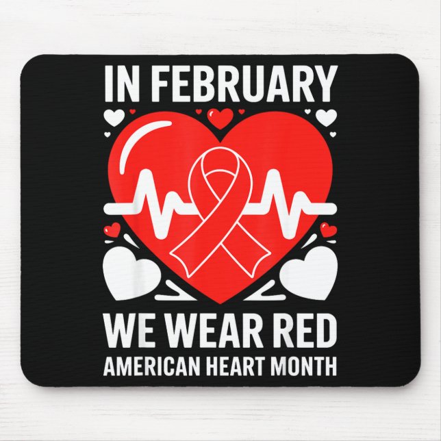 American Heart Disease Awareness Month Ribbon Red  Mouse Pad (Front)