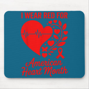 American Heart Disease Awareness Month Ribbon Red  Mouse Pad