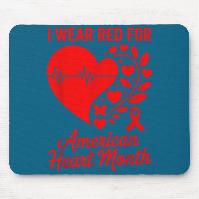 American Heart Disease Awareness Month Ribbon Red  Mouse Pad (Front)