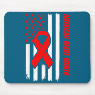 American Heart Disease Awareness Month Ribbon Red  Mouse Pad