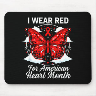 American Heart Disease Awareness Month Ribbon Red  Mouse Pad