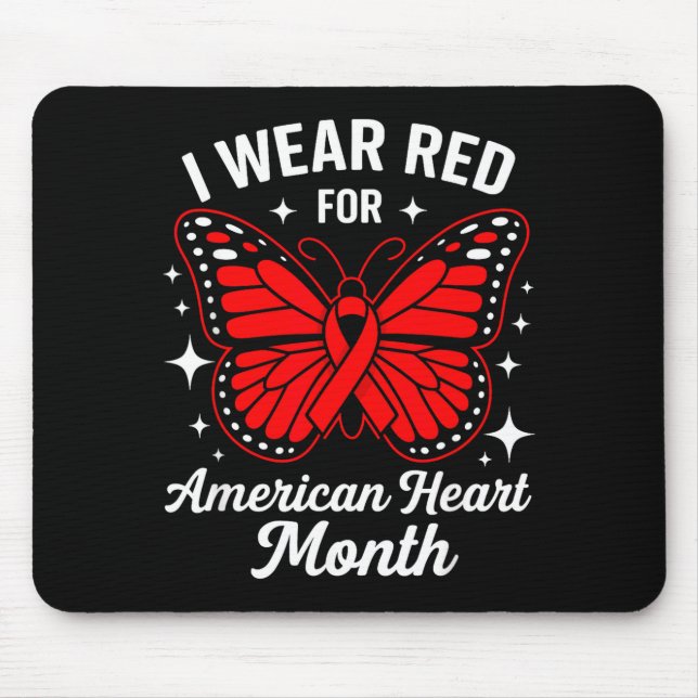 American Heart Disease Awareness Month Ribbon Red  Mouse Pad (Front)