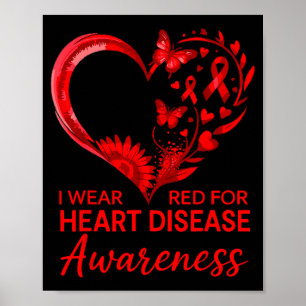 American Heart Disease Awareness Month Ribbon Red  Poster