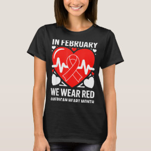 American Heart Disease Awareness Month Ribbon Red  T-Shirt