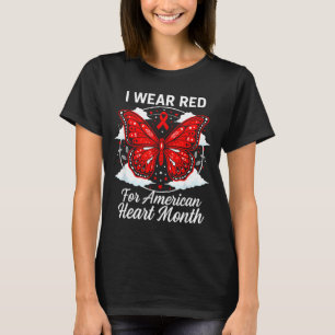 American Heart Disease Awareness Month Ribbon Red  T-Shirt