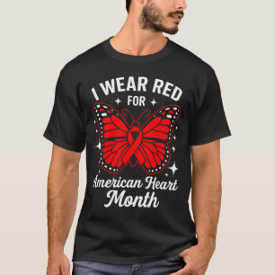American Heart Disease Awareness Month Ribbon Red  T-Shirt