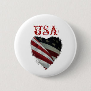 American Heart Flag 6 Cm Round Badge