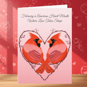American Heart Month Cardinal Heart Card