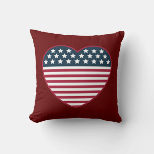 American Heart Shaped Flag Cushion