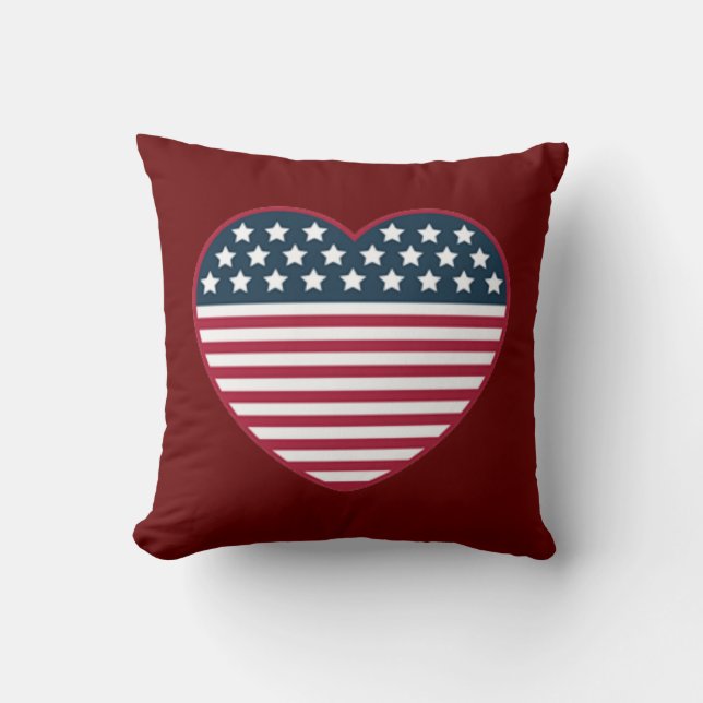 American Heart Shaped Flag Cushion (Front)