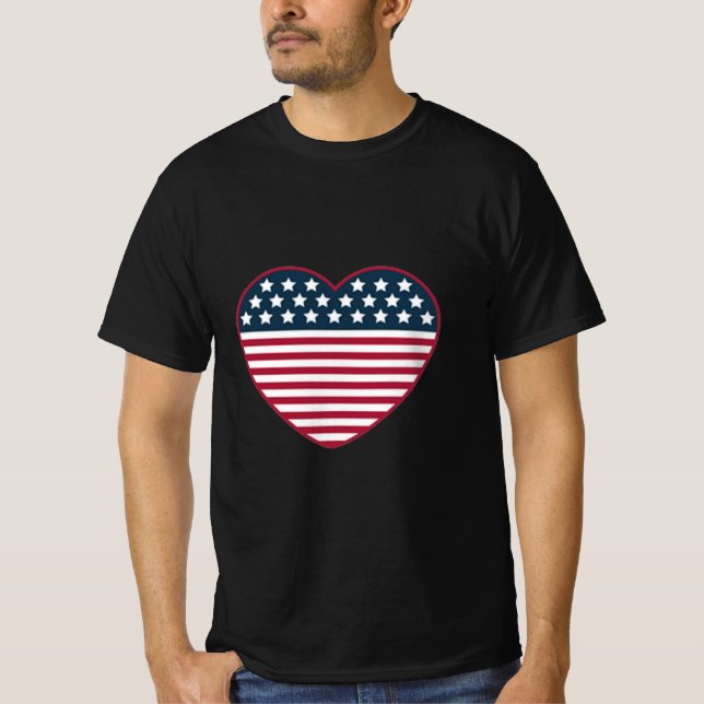 American Heart Shaped Flag T-Shirt (Front)