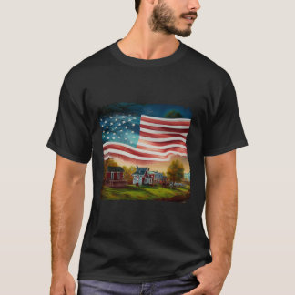 American Heartland - Patriotic Country Scene Art T-Shirt