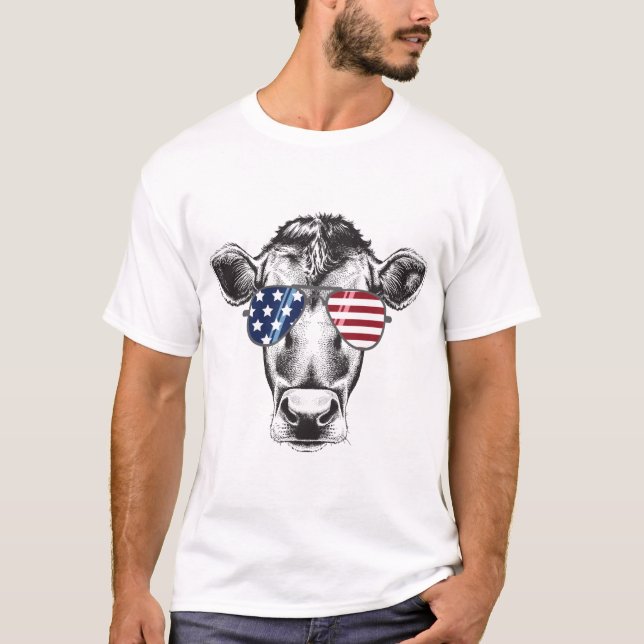 American Hipster Cow T-Shirt (Front)