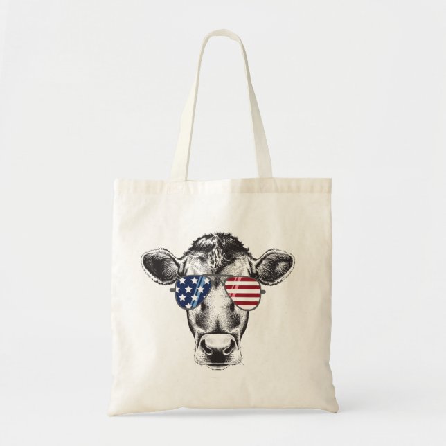 American Hipster Cow Tote Bag (Front)