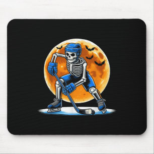 American Hockey Skeleton Halloween Men Boys Hockey Mouse Pad