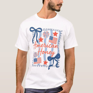 American Honey Coquette Bow 4th Of July Patriotic T-Shirt