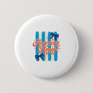American Honey Patriotic Bow Vintage Shirt Design_ 6 Cm Round Badge