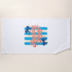 American Honey Patriotic Bow Vintage Shirt Design_ Beach Towel