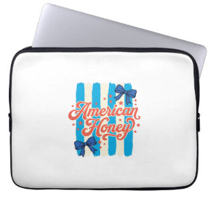 American Honey Patriotic Bow Vintage Shirt Design_ Laptop Sleeve