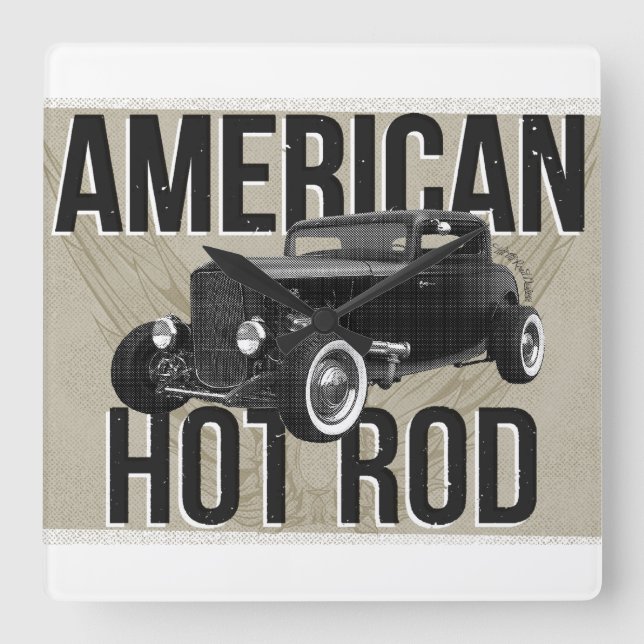 American Hot Rod. Brown version wall clock (Front)