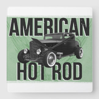 American Hot Rod. Green version wall clock