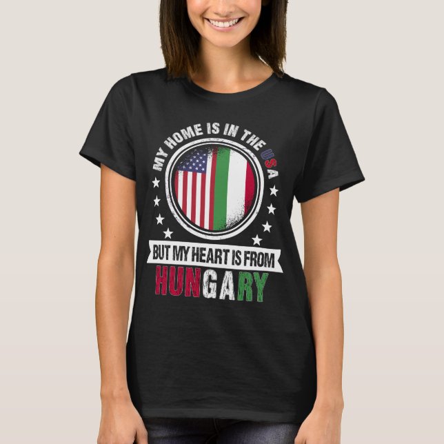 American Hungarian Flag Heart from Hungary Patriot T-Shirt (Front)