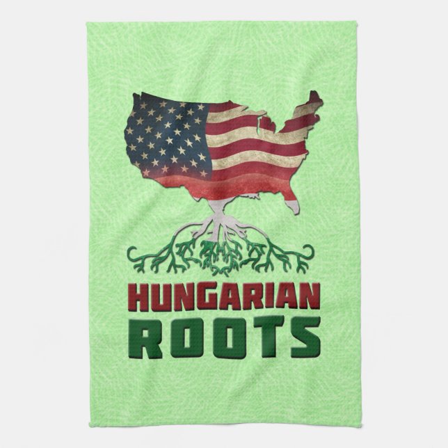 American Hungarian Roots Tea Towel (Vertical)