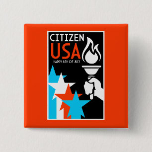 American Independance Day 15 Cm Square Badge