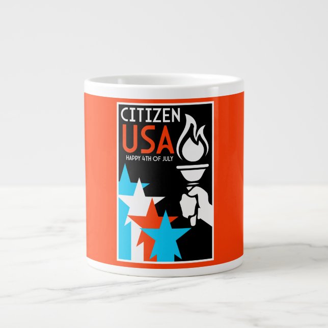 American Independance Day Large Coffee Mug (Front)