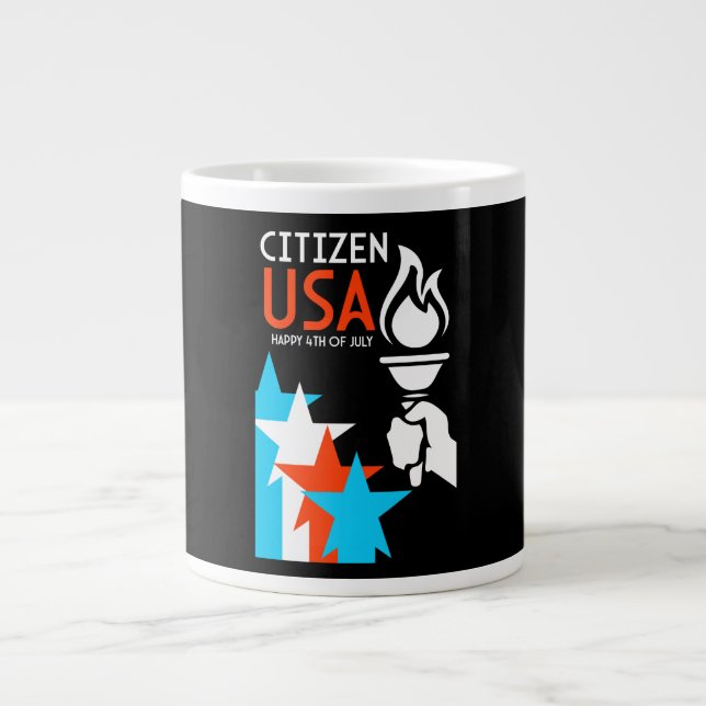 American Independance Day Large Coffee Mug (Front)