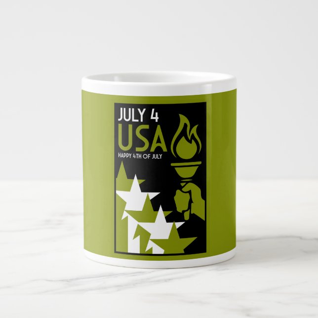 American Independance Day Large Coffee Mug (Front)