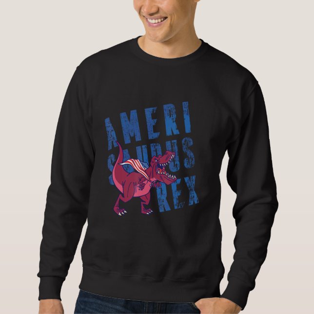 American Independence Day 4th July USA Amerisaurus Sweatshirt (Front)
