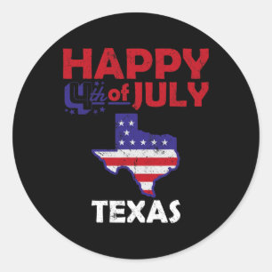 American Independence Day 4th July Veteran Texas  Classic Round Sticker