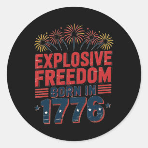 American Independence Day Men Women. 4th Of July Classic Round Sticker