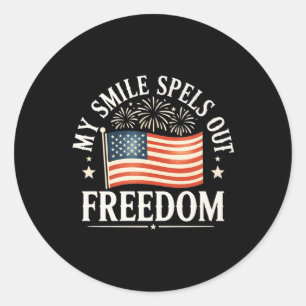 American Independence Day Men Women & Usa Flag Classic Round Sticker